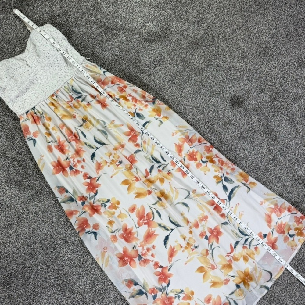 Lily Rose Floral Crochet Lace Bodice Maxi Dress White Orange Yellow Womens Large - Picture 7 of 9